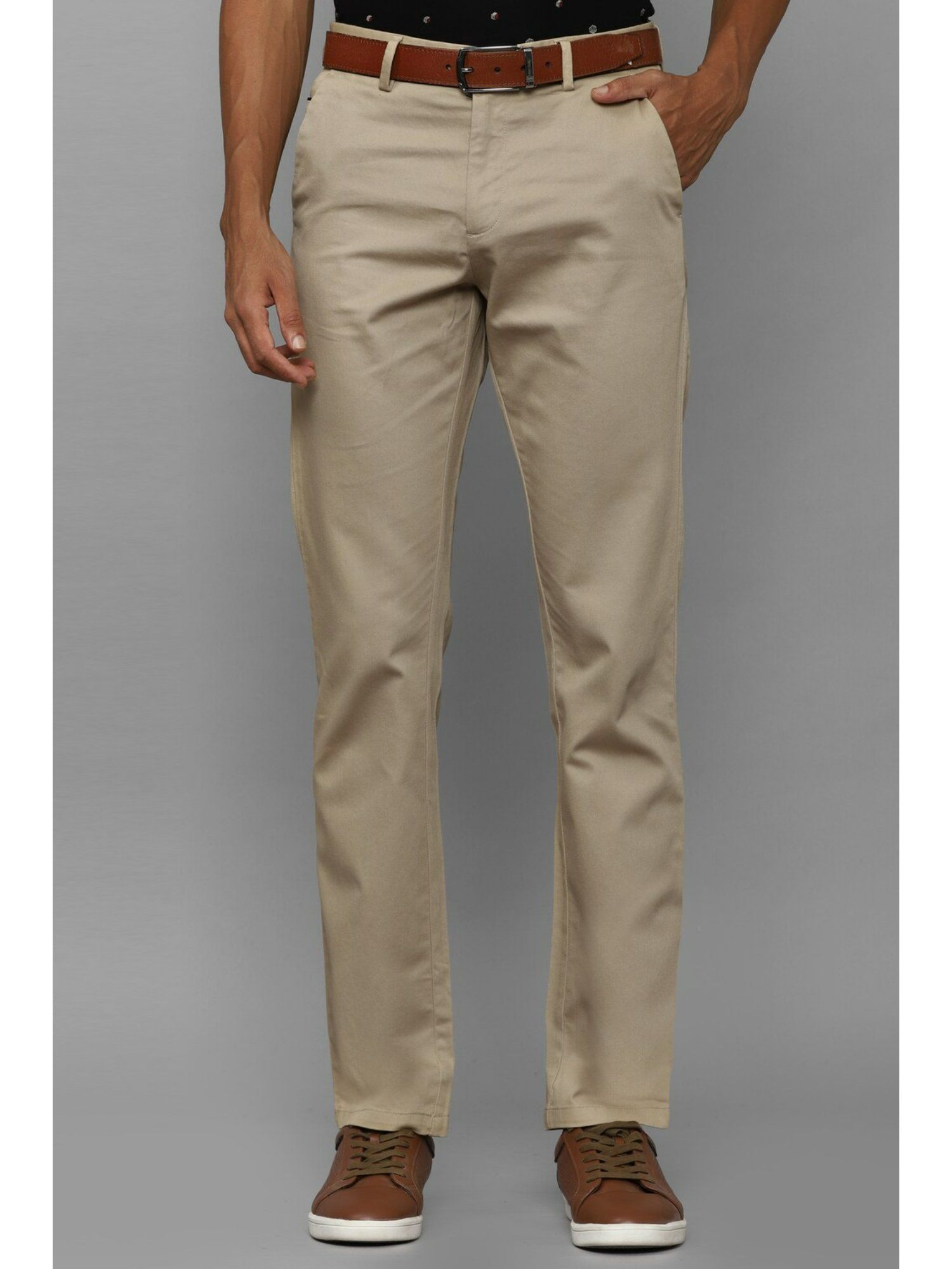 Allen Solly Men Brown Solid Slim Fit Trousers - Price History